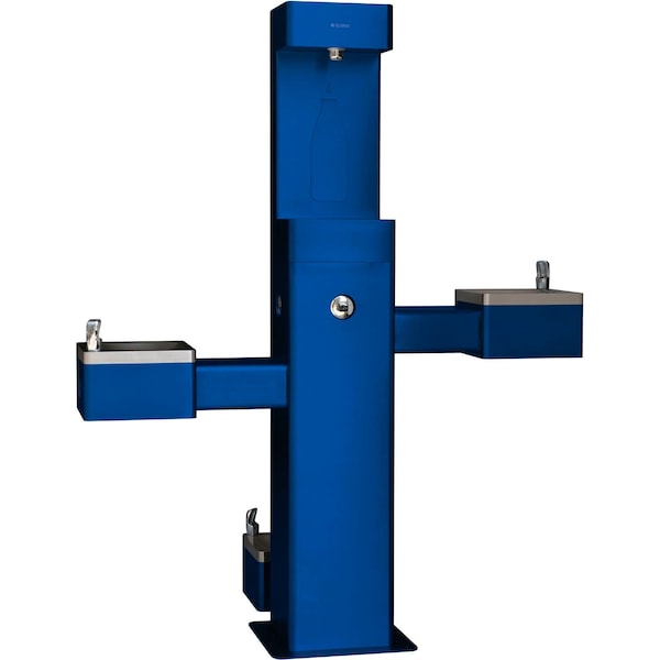 Global Industrial Outdoor Bottle Filler & Bi-Level Fountain w/ Pet Station & Filter, Blue 761221BLF - main
